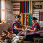 Huipil yucateco tradicional bordado a mano con hilos de colores, mostrando flores y patrones mayas sobre tela blanca, elaborado con técnicas artesanales en Mérida, Yucatán.